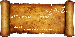 Öhlbaum Elfrida névjegykártya